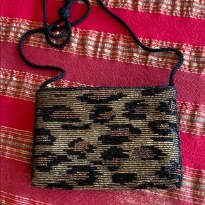 Black bronze and gold beaded mini bag